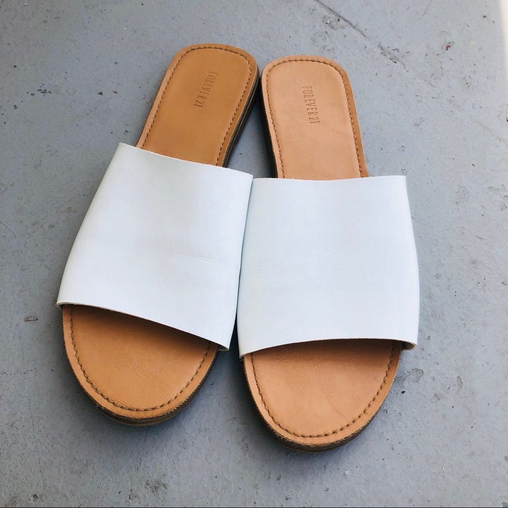 White Slides Flat Sandals Like New